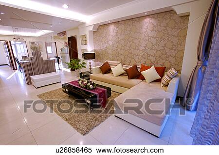 View of a contemporary living room View Large Photo Image Stock Photography - View of a contemporary living room. Fotosearch