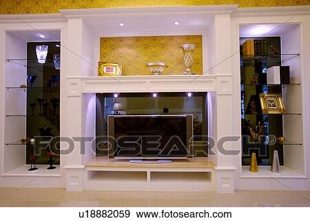 View of a contemporary room with flat screen View Large Photo Image Stock Photo - View of a contemporary room with flat screen. Fotosearch