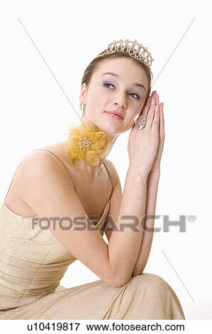 Stock Photo - Teenage girl in formal dress. Fotosearch