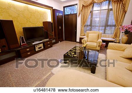 Cosy and furnished living room View Large Photo Image Stock Photo - Cosy and furnished living room. Fotosearch