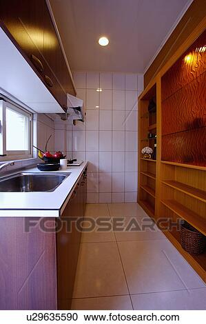 Stock Image - Domestic kitchen of modern style. Fotosearch