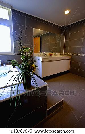 Stock Photo - Home interior of bathroom with modern style. Fotosearch