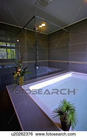 Stock Photograph - Home interior of bathroom with modern style. Fotosearch
