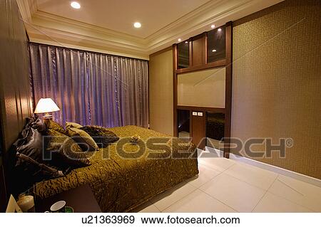 Home interior of bedroom with modern style View Large Photo Image Stock Photo - Home interior of bedroom with modern style. Fotosearch