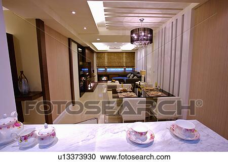 Home interior of dining room with modern style View Large Photo Image Stock Image - Home interior of dining room with modern style. Fotosearch
