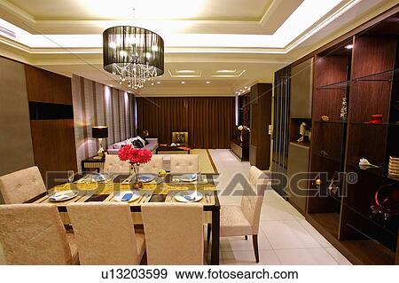 Stock Photo - Home interior of dining room with modern style. Fotosearch