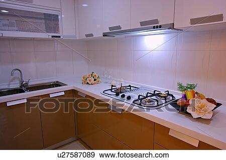 Home interior of domestic kitchen with modern style View Large Photo Image Stock Photo - Home interior of domestic kitchen with modern style. Fotosearch