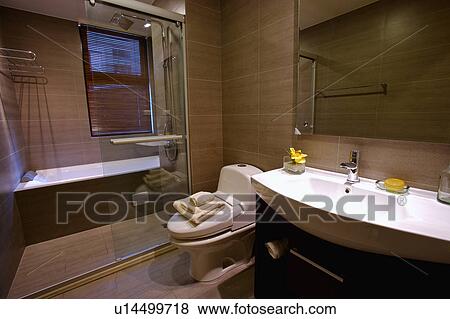 Home interior of modern style in the bathroom View Large Photo Image Stock Photo - Home interior of modern style in the bathroom. Fotosearch
