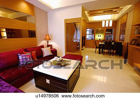 Showcase interior of living room with modern style View Large Photo Image Stock Photograph - Showcase interior of living room with modern style. Fotosearch