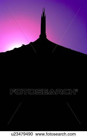 Stock Image - Chinese building against sunset sky. Fotosearch