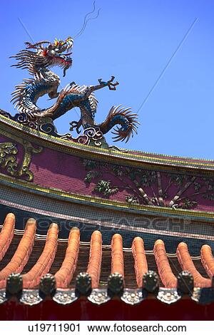 Chinese traditional building against blue sky, view from below View Large Photo Image Stock Image - Chinese traditional building against blue sky, view from below. Fotosearch