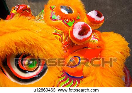 Close-up of Chinese lion head costume View Large Photo Image Stock Image - Close-up of Chinese lion head costume. Fotosearch