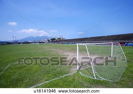 Stock Photograph - Goal Net on a Football Pitch. Fotosearch
