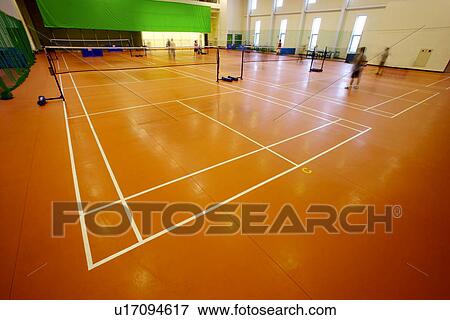 Stock Photo - Indoor badminton court. Fotosearch