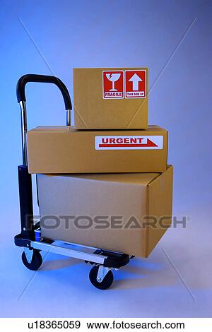 Stock Photo - Boxes on Hand Truck. Fotosearch