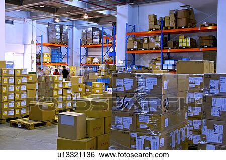Warehouse with stacks of cardboard boxes View Large Photo Image Stock Photograph - Warehouse with stacks of cardboard boxes. Fotosearch