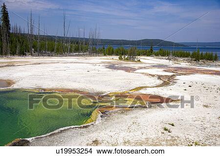 Picture - Abyss Pool, West Thumb Geyser Basin, Yellowstone Lake, Yellowstone National Park, Wyoming, USA. Fotosearch