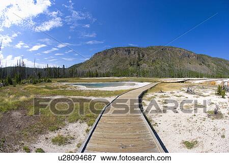 Boardwalk over West Thumb Geyser Basin, Yellowstone National Park, Wyoming, USA View Large Photo Image Stock Photo - Boardwalk over West Thumb Geyser Basin, Yellowstone National Park, Wyoming, USA. Fotosearch