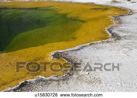 Stock Photo - Emerald Pool, Black Sand Basin, Yellowstone National Park, UNESCO World Heritage Site, Wyoming, United States of America, North America. Fotosearch