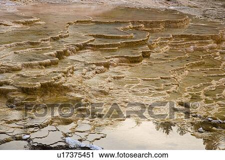 Stock Image - Mammoth Hot Spring, Yellowstone National Park, Wyoming, USA. Fotosearch
