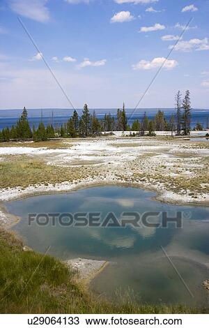 Stock Image - USA, Wyoming, West Thumb Geyser Basin, Yellowstone Lake, Yellowstone National Park. Fotosearch