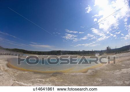 Stock Image - USA, Wyoming, Yellowstone National Park, Black Sand Basin. Fotosearch