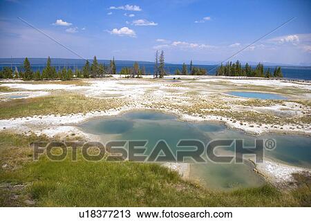 Stock Image - West Thumb Geyser Basin, Yellowstone Lake, Yellowstone National Park, Wyoming, USA. Fotosearch