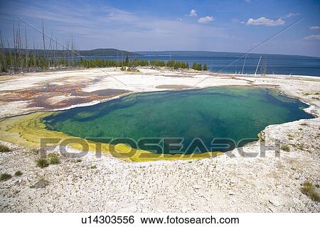 Stock Photograph - Yellowstone Lake, USA, Wyoming, Yellowstone National Park. Fotosearch