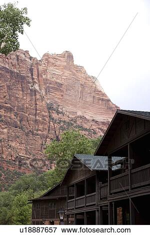 Wooden houses, Zion Canyon National Park, UT, USA View Large Photo Image Stock Photo - Wooden houses, Zion Canyon National Park, UT, USA. Fotosearch