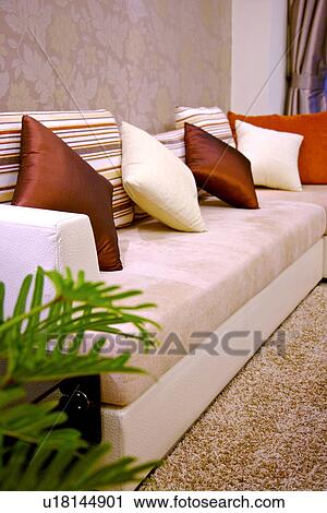 Stock Image - Sofa with cushions. Fotosearch