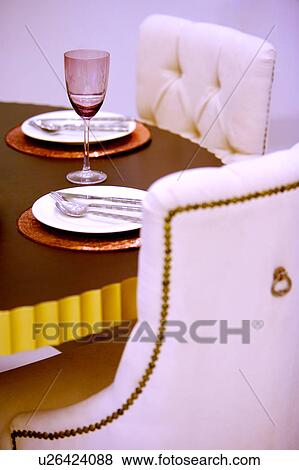 Dinning table with place setting View Large Photo Image Stock Photo - Dinning table with place setting. Fotosearch