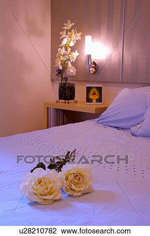 Flowers on bed View Large Photo Image Stock Image - Flowers on bed. Fotosearch