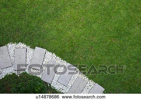 Stock Photograph - Stepping stones in garden. Fotosearch