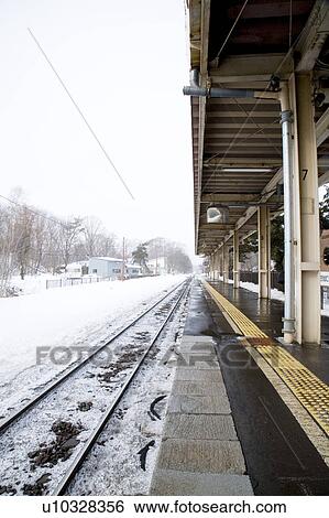 Japan, Hokkaido, Railway Station View Large Photo Image Stock Photograph - Japan, Hokkaido, Railway Station. Fotosearch