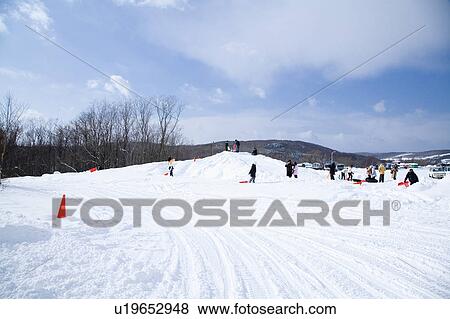 Stock Photo - Japan, Hokkaido, Ski Resort. Fotosearch