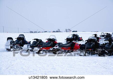 Stock Photography - Japan, Snowmobiles. Fotosearch