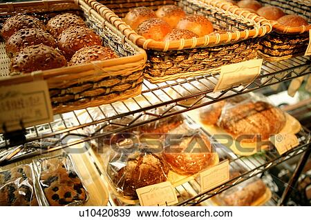 Stock Photo - Breads in bakery, close-up. Fotosearch