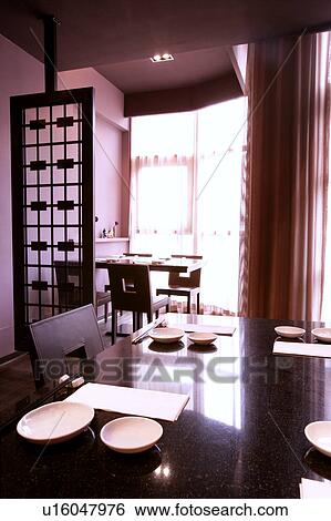 Stock Photograph - Place setting in restaurant, close-up. Fotosearch