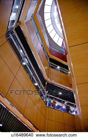 Stock Image - Shopping mall looking up from lobby. Fotosearch