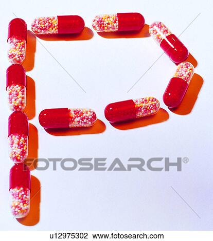 Stock Image - Capsule, Character, English letter. Fotosearch