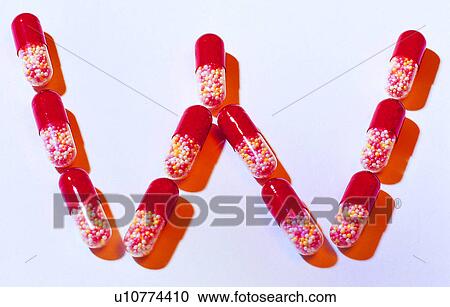 Stock Image - Capsule, English letter, Capsules, Character, Characters. Fotosearch