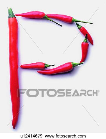 Stock Photo - Character, Red pepper, Characters, English letter. Fotosearch