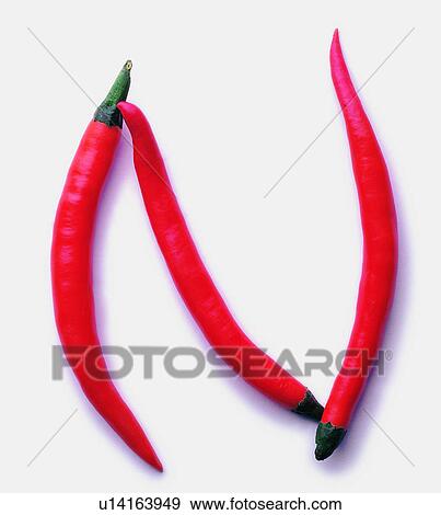 Stock Photo - Red pepper, Characters, English letter. Fotosearch