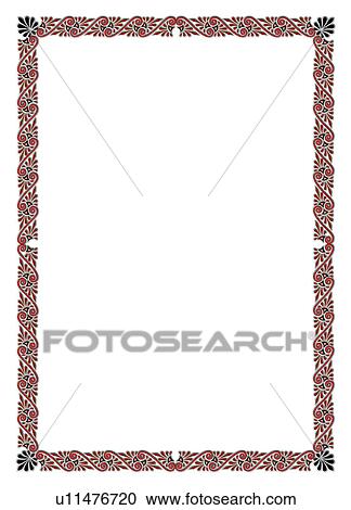 Stock Image - computer graphic, classic, CG, painting frame, flower pattern, black, frame. Fotosearch