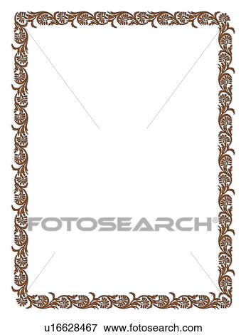 Stock Photo - pattern, brown, flower pattern, picture frame, classic, Europe, embellishment. Fotosearch