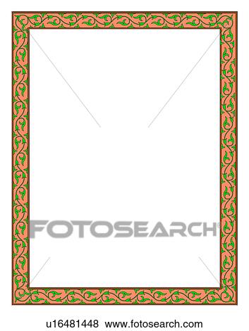 Stock Photo - pattern, orange, Europe, green, classic, CG, painting frame. Fotosearch