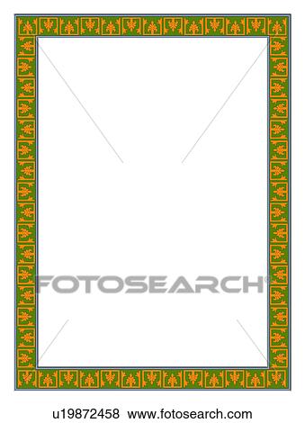 Stock Photo - picture frame, classic, CG, computer graphic, green, decoration. Fotosearch