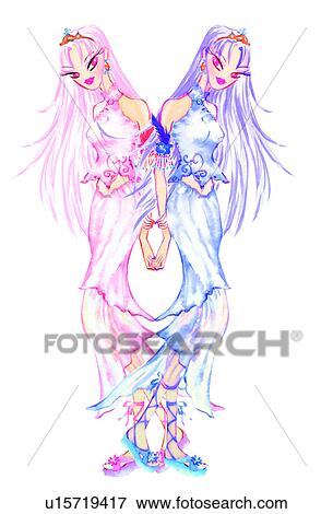 Beautiful, Girls, Vogue, Females, Plants, Gift, Humans View Large Illustration Stock Illustration - Beautiful, Girls, Vogue, Females, Plants, Gift, Humans. Fotosearch