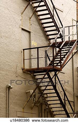 Fire escape View Large Photo Image Stock Photograph - Fire escape. Fotosearch
