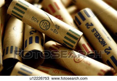 Stock Image - Paper coin rolls. Fotosearch